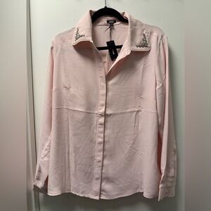 NWT Express Light Pink Blouse with Embellished Collar